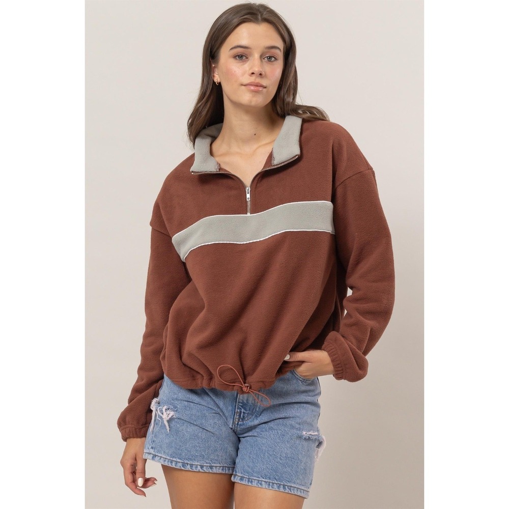 HYFVE Fleece Color Block Half Zip Sweatshirt - Small